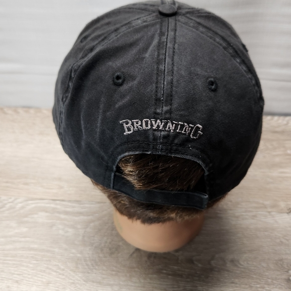 Browning Hat Mens Dad Cap Adjustable Embroidered Black Canvas Outdoors - Picture 6 of 6